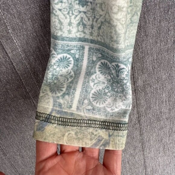 Y2K Xcit u.s.a. Blue Green Filigree Crystal Embellished Long Sleeve T Shirt - Picture 3 of 10